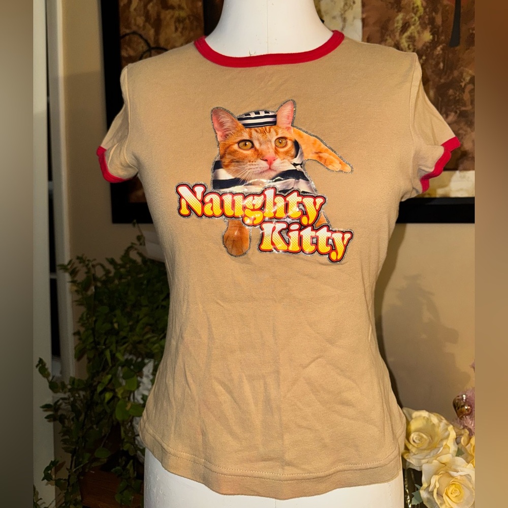 RARE “Naughty Kitty” Graphic Baby Tee